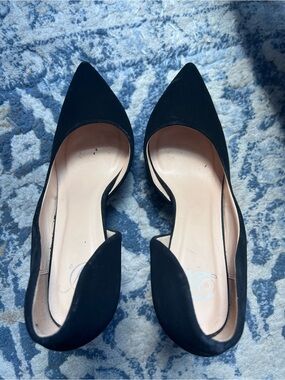 Women's Black Pointed D'Orsay Flats